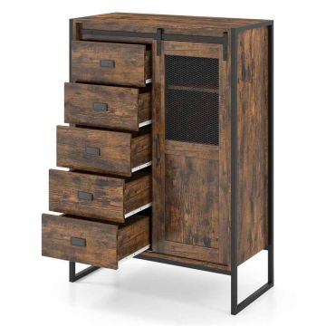 Living room cabinet, freestanding, 5 drawers, 84 × 120 × 40 cm