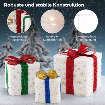 Valgustatud jõulukingikarpide komplekt, 3 tk, 48 LED-valgusallikat, Mitmevärviline