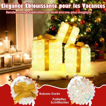 Set of 3 illuminated Christmas gift boxes