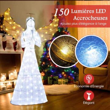Lighting Christmas decoration - angel, 150 LED lights, 105 × 36 × 155 cm