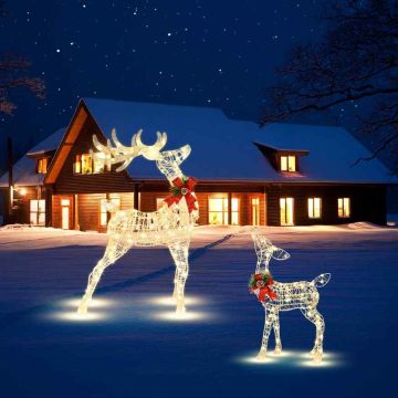 Lighting Christmas Deer Decoration, 50 LED Lights, 52 × 20 × 88 cm