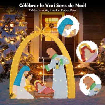 Lighting Christmas Nativity Scene, 194 LED Lights, 140 × 168 cm
