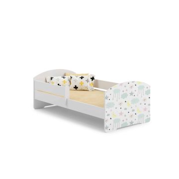 Детская кровать Luk с матрасом и защитным бортиком, 164 см x 85 см x 63 см, небесно-голубого цвета.