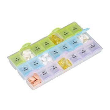 Органайзер для таблеток Relaxdays 10023638.0, на 7 дней, 3 отделения в день, 21,5 × 2,5 × 12 см