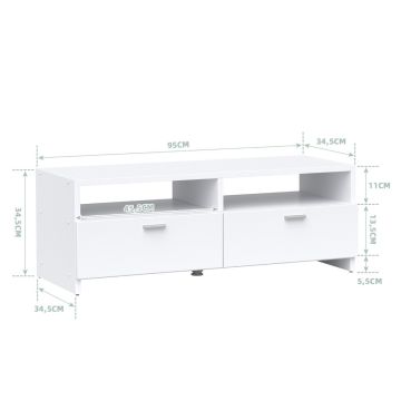 TV cabinet, 2 shelves, 2 drawers, 95 × 34.5 × 34.5 cm