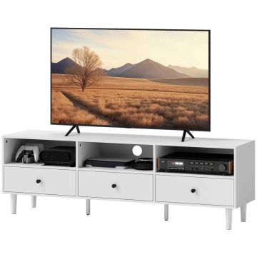 Тумба под телевизор, с 3 открытыми секциями и 3 ящиками, 140 × 34 × 45 см