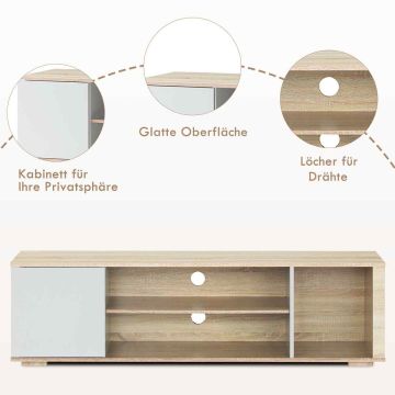 TV stand, 2 shelves, Oak, 149.86 × 38.1 × 41.91 cm