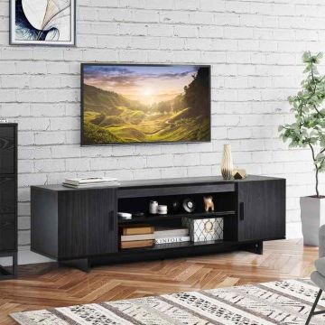 TV stand, 2 cabinets, 2 shelves, 152.4 × 40.64 × 44.45 cm