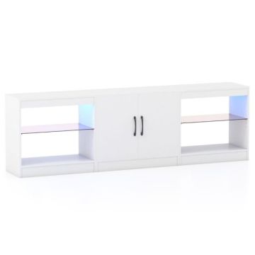 TV stand, 3-piece modular, White/black, 195 × 30 × 55 cm
