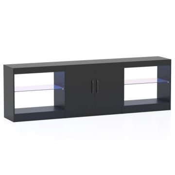 TV stand, 3-piece modular, Black, 195 × 30 × 55 cm