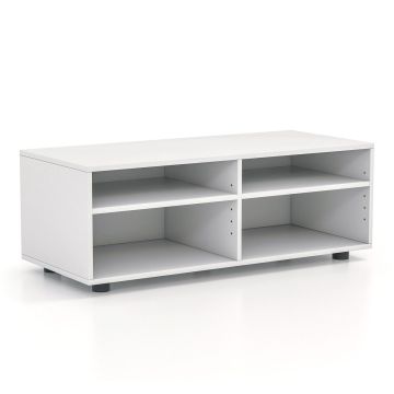 TV stand, 4 open shelves, White, 90.17 × 39.37 × 33.02 cm