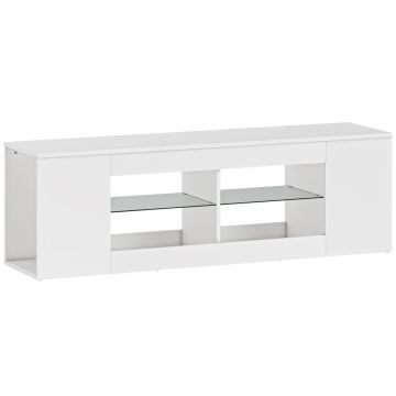 Telerialus, 6 sektsiooni, 2 klaasriiulit, Valge, 140 × 42,5 × 35 cm