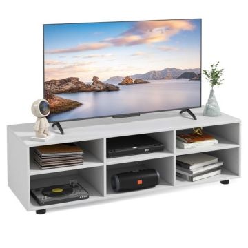 TV stand, 6 compartments, White, 115 × 39 × 34 cm