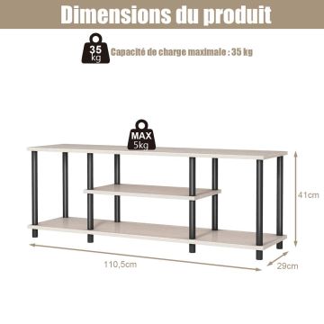 TV stand, Open shelves, 110.49 × 29.21 × 40.64 cm
