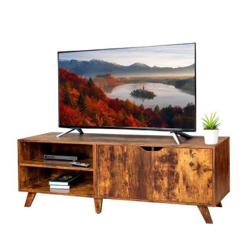 Тумба под телевизор Relaxdays, 6 отделений, Коричневая, 140 × 50 × 40 см