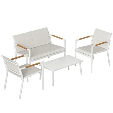 Terrassimööblikomplekt, 4-osaline, Valge, 106 × 70,5 × 77 cm