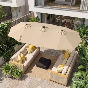 Patio Umbrella, 108 LED Lights, 12.1 × 6.6 × 7.6 ft