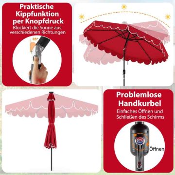 Patio umbrella, 24 LED lights, Ø 307 × 253 cm