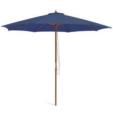 Patio Umbrella, 8 Bamboo Poles, Blue, 10 × 10 × 8.6 ft