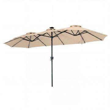 Terrace umbrella, double, 108 LED lights, Sand