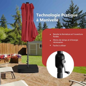 Terrace umbrella, Double, 48 LED lights, 470 × 280 × 251 cm