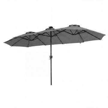 Patio Umbrella, Double-Sided, 108 LED Lights, Gray