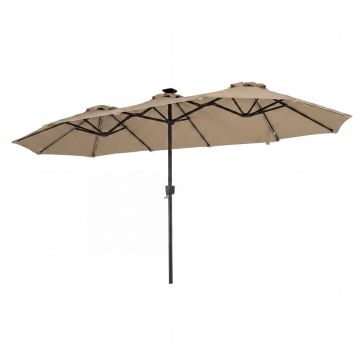 Patio Umbrella, Double-Sided, 108 LED Lights, Brown
