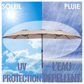 Terrace umbrella, double-sided, 12 ribs, 15 × 9 × 8 feet