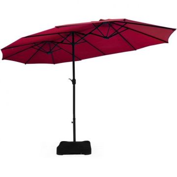 Terrace umbrella, double-sided, 12 ribs, with base