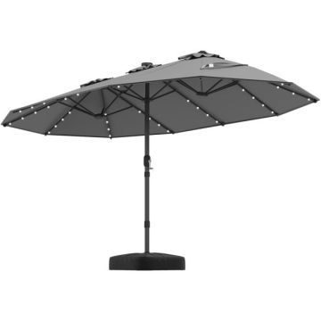 Terrace umbrella, double-sided, 48 LED lights, 445 × 260 × 250 cm