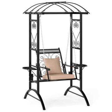 Terrace swing, 2 grates, Black, 112 × 196 × 140 cm