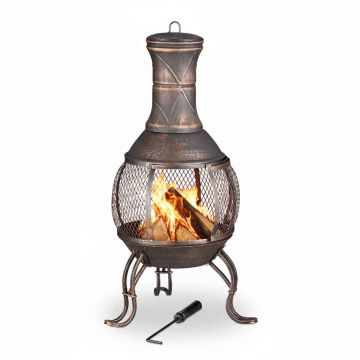 Террасный камин Relaxdays Chimenea 10026554.0, Медный/чёрный, 44 × 89 × 44 см