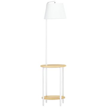 Laualamp Homcom 39,5x39,5x162cm, valge/heleda pruuni värvusega