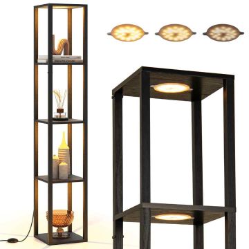 Riiulitega põrandalamp, 4 astet, 4 LED-valgustit, Must, 29 × 165 × 29 cm