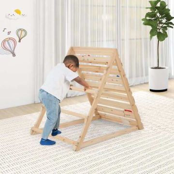 Triangular climbing toy, With climbing wall and ladder, 112 × 70 × 96 cm