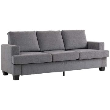 Trivietė sofa, šenilinis audinys, plieninis rėmas, pilka