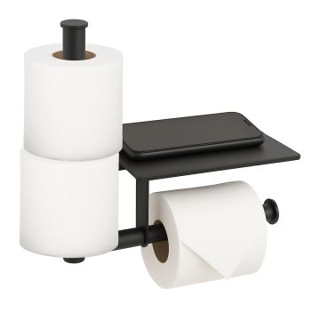 Tualettpaberihoidik Relaxdays, 2 varurullile, Must, 28 × 27 × 10,5 cm