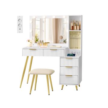 Tualettlaud VASAGLE RVT020WB01, taburetiga, 110 × 40 × 135 cm