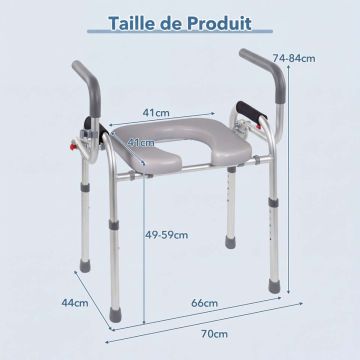 Toilet seat riser, 5 height levels, 70 × 44 × 74–84 cm