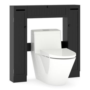 Toilet cabinet, 2 adjustable shelves, Black, 89 × 99 × 19.5 cm