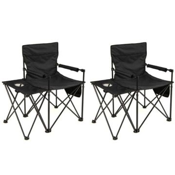 Tourist chair, 2 pcs, Black, 83 × 91 × 55 cm