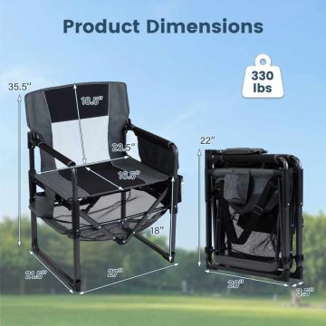 Tourist chair, Black/Grey, 68.5 × 55 × 90 cm