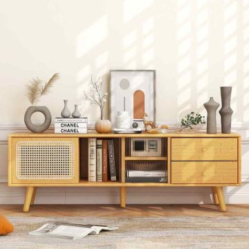TV stand, 2 drawers and 2 doors, 139.7 × 30.48 × 45.72 cm