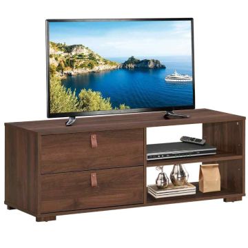 TV stand, 2 drawers and adjustable shelves, Brown/black, 120.65 × 44.45 × 39.37 cm