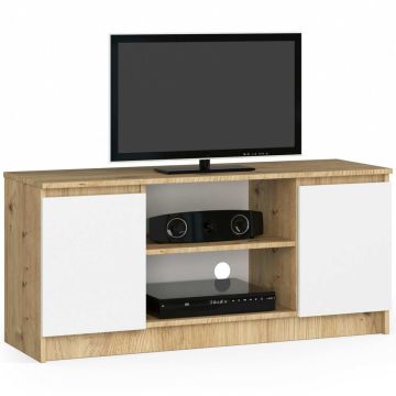 TV-alus AkordV2, 2 ust, valge/pruuni, 120 × 55 × 40 cm