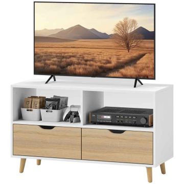 TV-laud Homcom 99x39x58,3cm, valge/heleda pruuni värvi