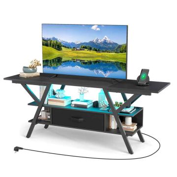 TV stand, For TVs up to 65 inches, Black, 140 × 54 × 40 cm