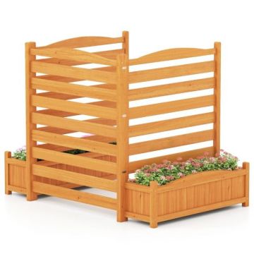 Fence with planter boxes, 3 panels, Yellow, 141 × 101 × 85 cm
