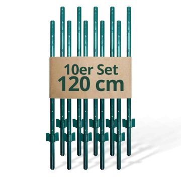 Столбы для ограждения Relaxdays, 10 шт, Зелёные, 120 × 3 × 1,5 см