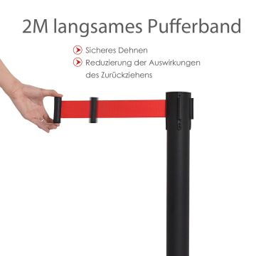 Piirdetulpade komplekt, 4 tk, Must/punane, 90 × 32 × 32 cm